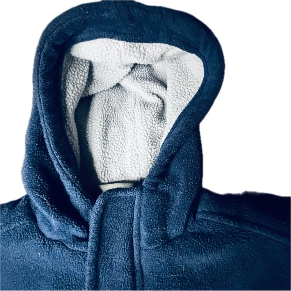Boys Fleece Jacket Navy Blue Full Zip Hooded Warm Outerwear Winter Snow